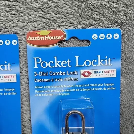 Luggage Lock Austin House Pocket Lockit Three Dial Combo Lock - SET OF 2