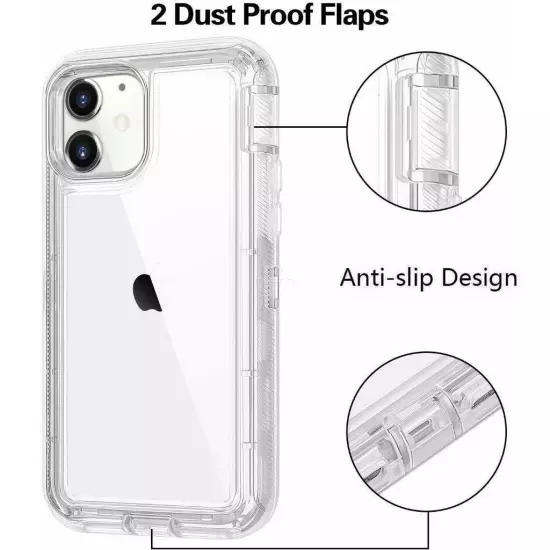 For iPhone 16 PRO MAX 16 PLUS + Clear Transparent Hybrid Case Clip fits Otterbox