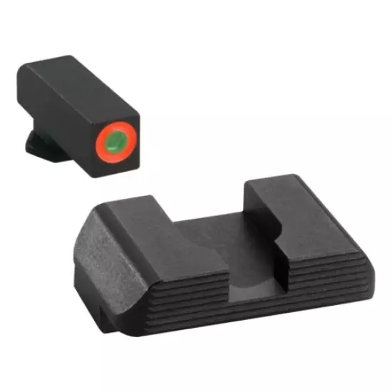 AmeriGlo Hackathorn Set W/Org Front Ring/Serrated Rear-For Glock 42/43 (GL-436)