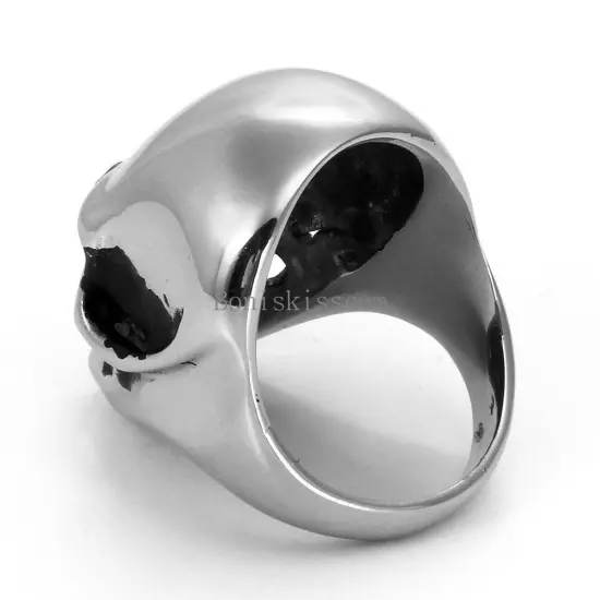 Heavy Gothic Skull Biker Stainless Steel Men's Ring High Polish Halloween Gift