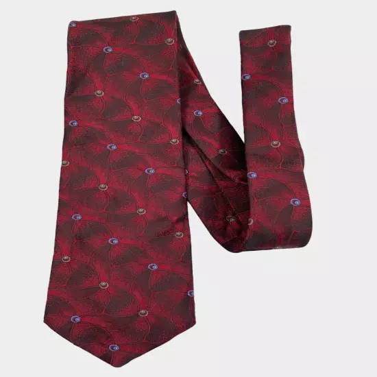 Yves Saint Laurent YSL Red Floral Geometric Vintage Necktie Tie 3" x 54"