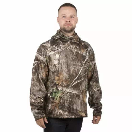 Realtree Edge Men's Performance Pullover Sweatshirt Hooded Hoodie w/ Neck Gaiter