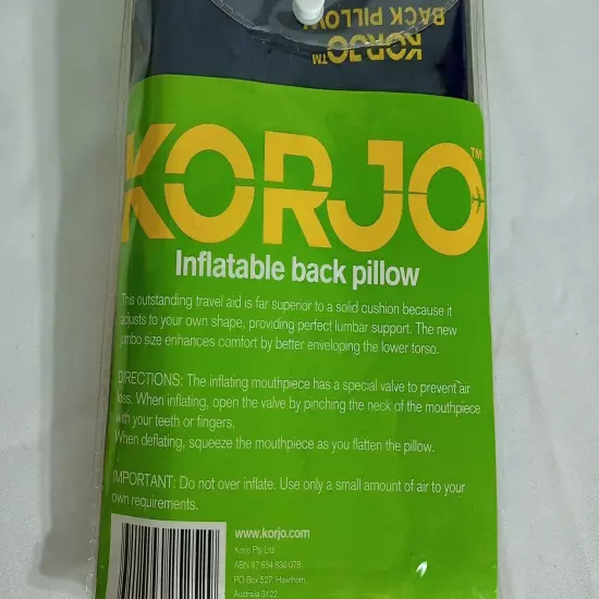 KORJO Travel Inflatable Back Pillow BP25 free postage 