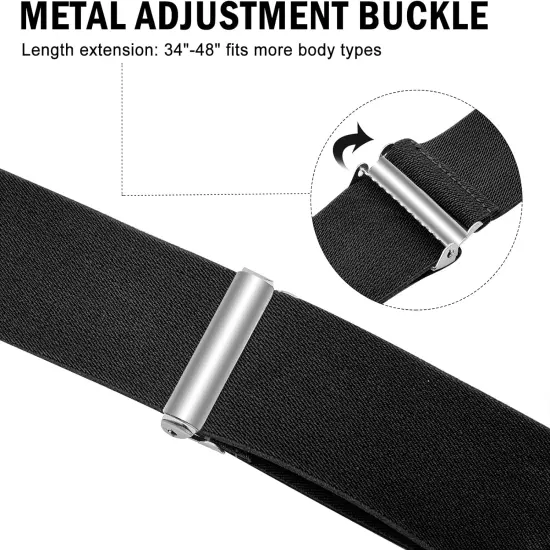 2" Suspenders for Men, Heavy Duty Clip Wide X-Back Adjustable Suspenders for Wor