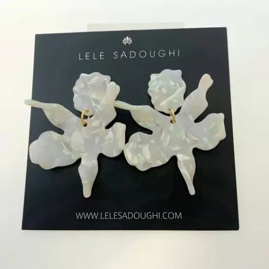 Lele Sadoughi Small Paper Lily Drop Earrings in Mint