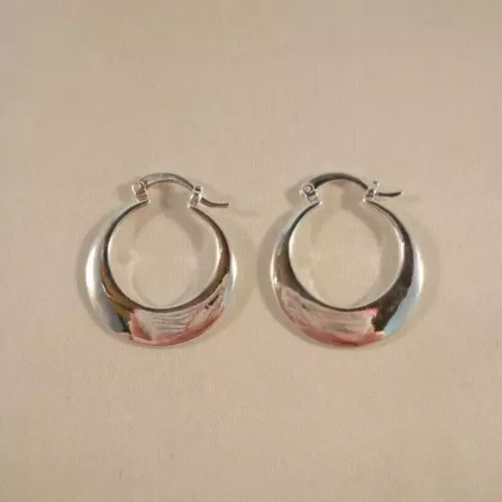 925 Sterling Silver Filled Oval Moon Shaped Ladies Fashion Hoops women's New