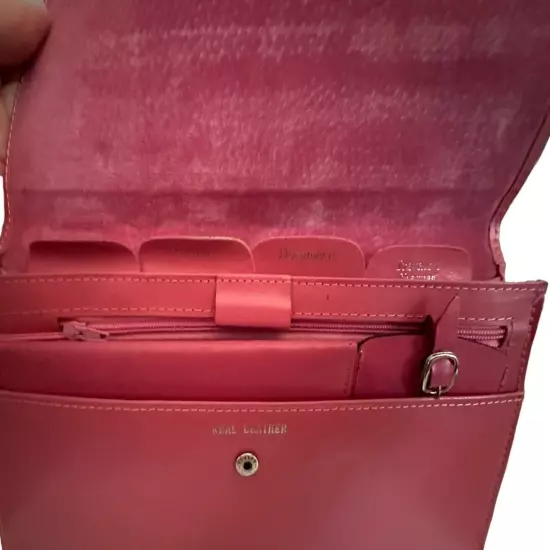 Woman’s Document Passport Travel Organizer Vintage Pink Leather Bi Fold Clutch