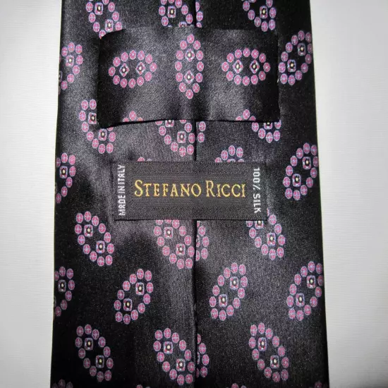 STEFANO RICCI Made in Italy 100% Silk Purple/Black Designer Necktie EXCELLENT