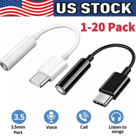 USB-C Type C to 3.5mm AUX Headphone Jack Adapter Lot For iPhone 15/Android Phone