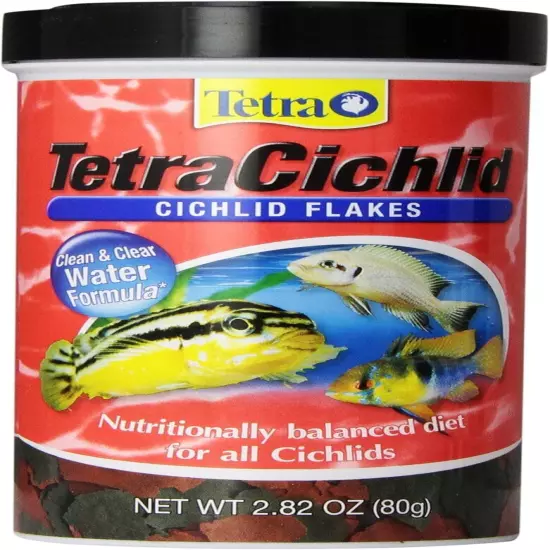 TetraCichlid Cichlid Flakes 2.82 oz, Fish Food, Clear Water Advanced Form