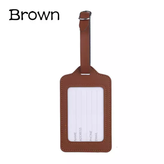 PU Luggage Tag Suitcase Bag Name Address ID Label Office DIY Work Card Supplies