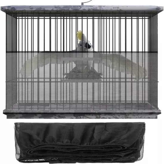 Cage Seed Catcher, Universal Adjustable Birdcage Cover Skirt Cage Net Cover Nylo