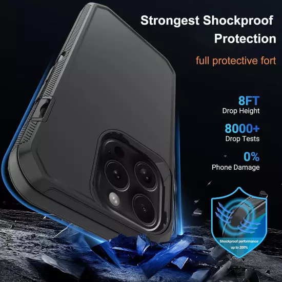 For iPhone 16 Pro Max/16 Pro/16 Plus Case Phone Shockproof Cover +Tempered Glass