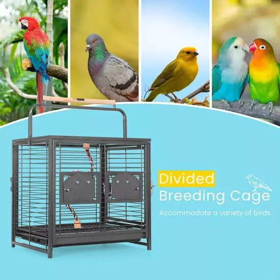 19'' Wrought Iron Bird Travel Carrier Cage Parrots Conures Lovebird Cockatiel