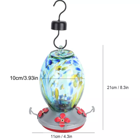 Q2)Hummingbirds Water Feeder Colorful Painting Glass Bird Feeding Tool For