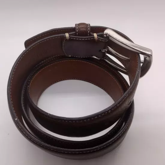 Johnston Murphy 75-61151 Brown Pebble Leather Dress Golf Belt Chrome Buckle -36