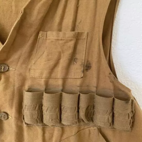 Vintage Game Shotgun Hunting Vest Large Khaki Brown