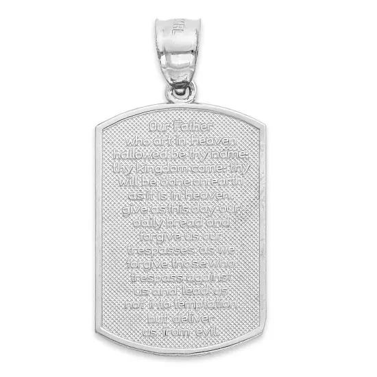 925 Sterling Silver Cross Medallion with Our Father Prayer written