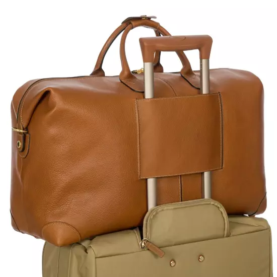 SALE Brics LIFE PELLE 18'' CARGO DUFFLE BAG 100% Italian Leather - TAN