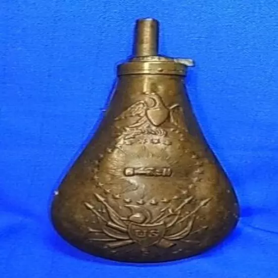 Vintage US Metal Black Powder Bottle #BF