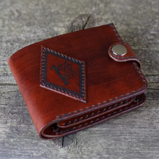 1% Biker wallet, leather card wallet, coin wallet, brown card holder wallet.