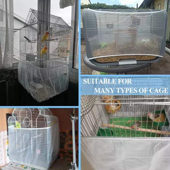 Extra Large Bird Cage Seed Catcher Guard Universal Birdcage Cover Nylon Mesh Net