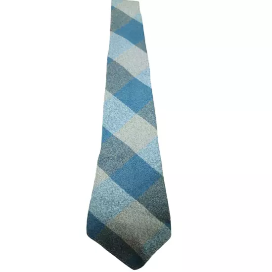 Vintage Plaid Wool Cashmere Mens Suit Tie Woven In Scotland Blue/Green