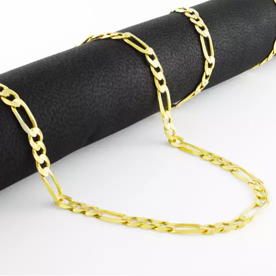 14K Yellow Gold 2mm-7.5mm Figaro Link Chain Necklace Bracelet Men Women 7"- 30"