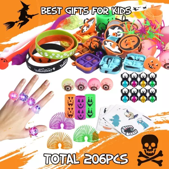 Halloween Party Favors For Kids, 206pcs Assorted Trick Or Treat... 