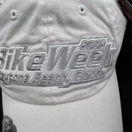 Bike Week 2002 Vintage Hat White Black Daytona Beach Florida Adjustable New