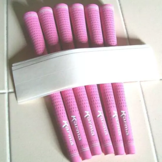 KARMA VELOUR LADIES PINK GOLF GRIP WITH SOLVENT ACTIVATED TAPE STRIPS 6 PIECES