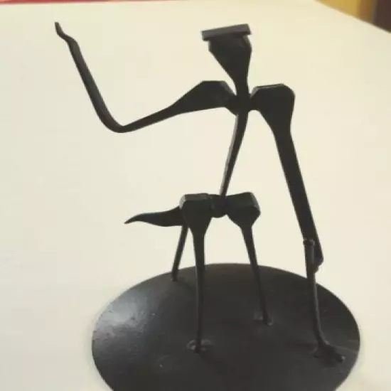 Vtg Modern Abstract Metal Golfer Flag Club Desk Sculpture Made Spain Figurine