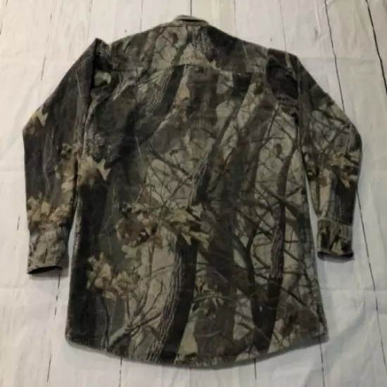 Vintage 90s Spartan Realtree Treebark Leaf Camo Long Sleeve Button Shirt Large