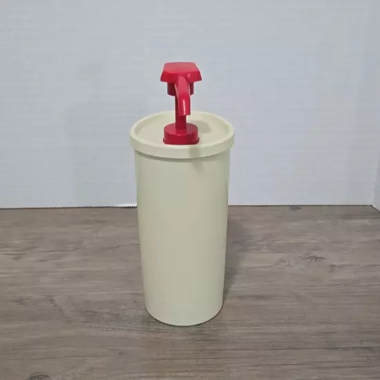 Vintage Tupperware Soap pump 640 and 1553 almond and red - tested it works!