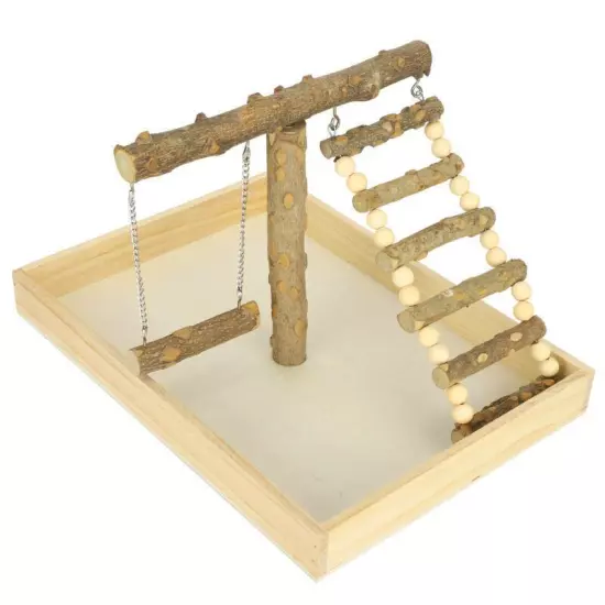 Natural Wood Bird Perch Stand Play Training Rack for Small Birds Activities