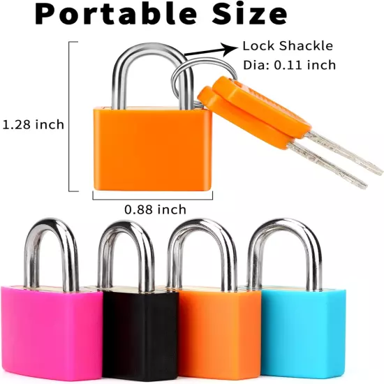 4 Pcs Suitcase Locks with Keys Multicolor Mini Keyed Padlock Metal Padlock Lugg