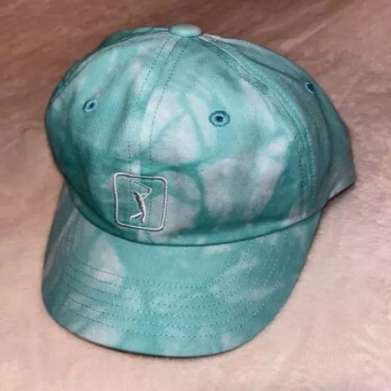 PGA Tour Clubhouse Golf Mens Turquoise White Washed Adjustable Cap Hat