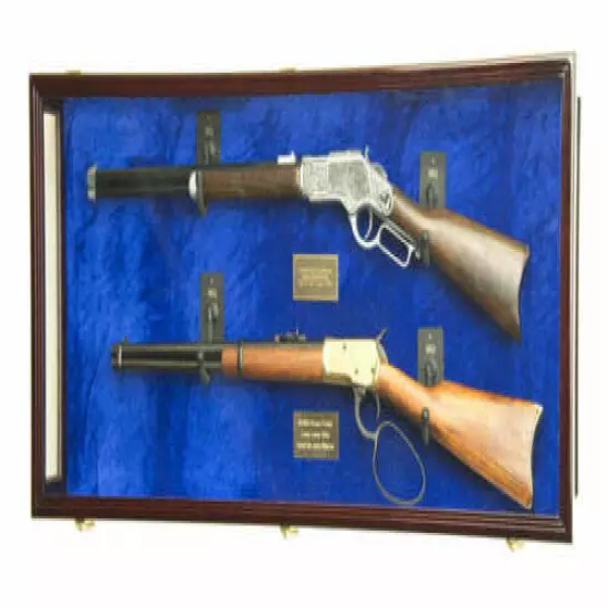 Gun Display Case Cabinet Rifle USA Clear View 45.5" Solid Wood Shotgun 4 Colors 