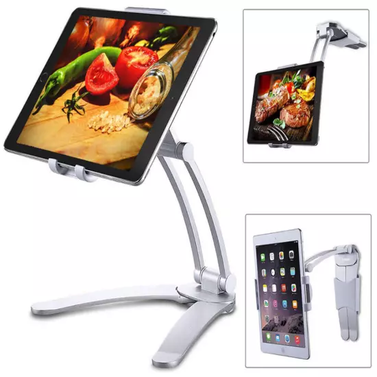 Kitchen Tablet Stand Wall Desk Tablet Mount Stand Fit For 5-10.5 inch Width Tabl