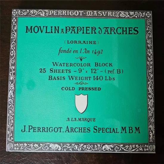 Movlin Papier Arches Watercolor Block 140 lb 25 sheets paper 9"x12" NEW SEALED