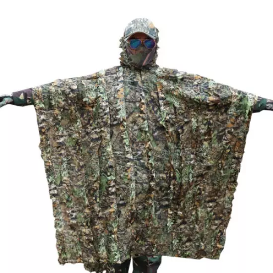 3D Hunting Tactical Camouflage Poncho Cloak Tree Leaves Camo Ghillie Suit