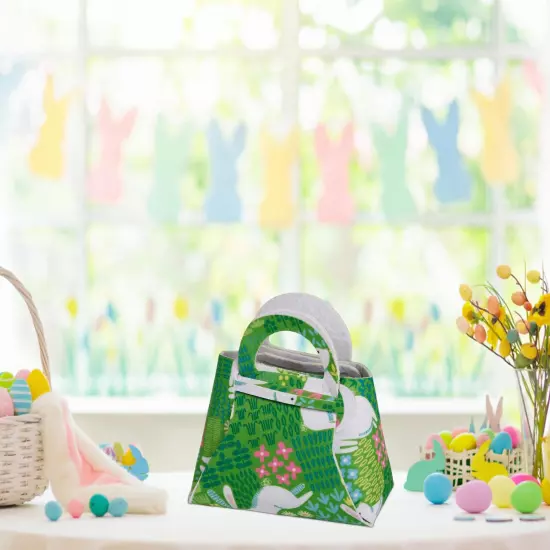 Easter Bunny Goodie Treat Bags with Handle Party Favor Wrapping Egg Hunt Game