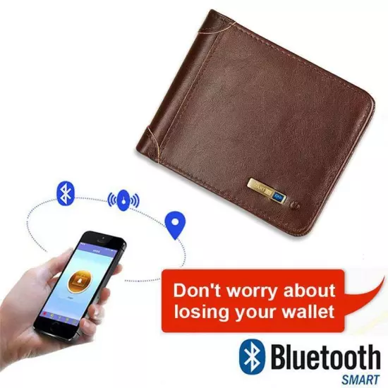 Living Wallet RFID Genuine Leather With Alarm GPS MAP Bluetooth Alarm Mens Purse