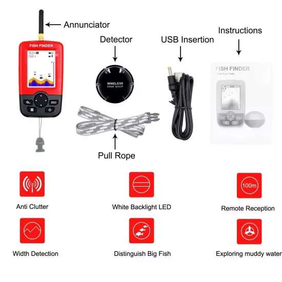 XJ01 Fishfinder Wireless Fish Detector For Fish Shoal Detection