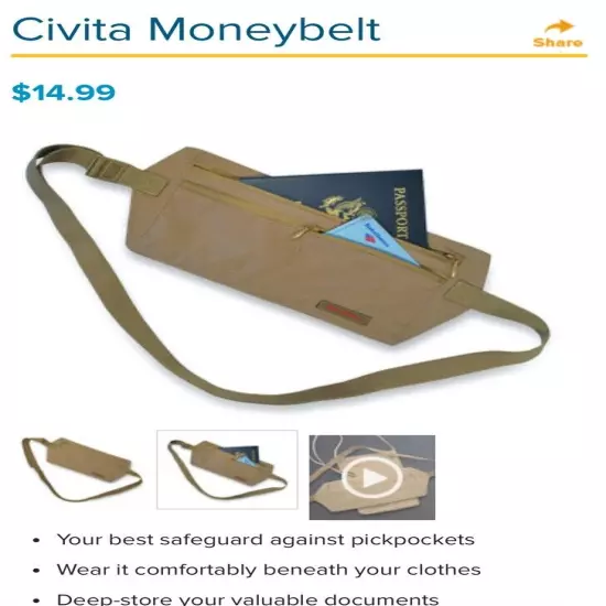 TWO RICK STEVES TRAVEL GEAR CIVITA MONEY BELTS NEW IN PACKAGE