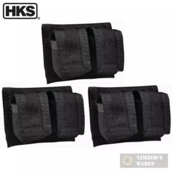 THREE HKS 100B Universal Speedloader POUCHES Cordura BLACK NEW FAST SHIP