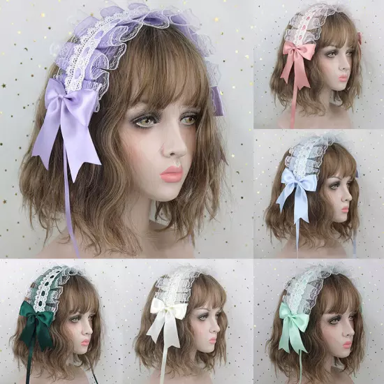 Lolita Lace Hair Hoop Women Girl Cosplay Headband Women Bowknot Hair Accessory