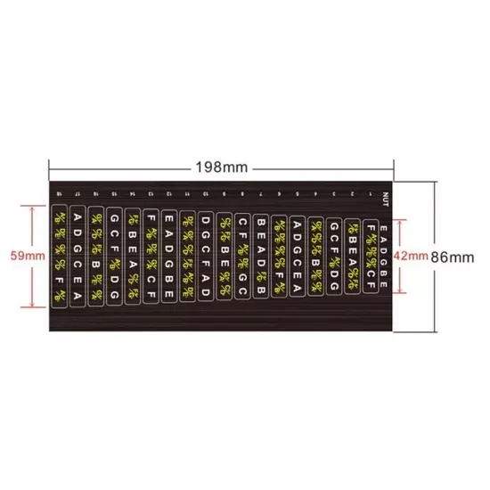 Guitar Neck Fretboard Map Easy Learning Tool with Removable Vinyl Stickers