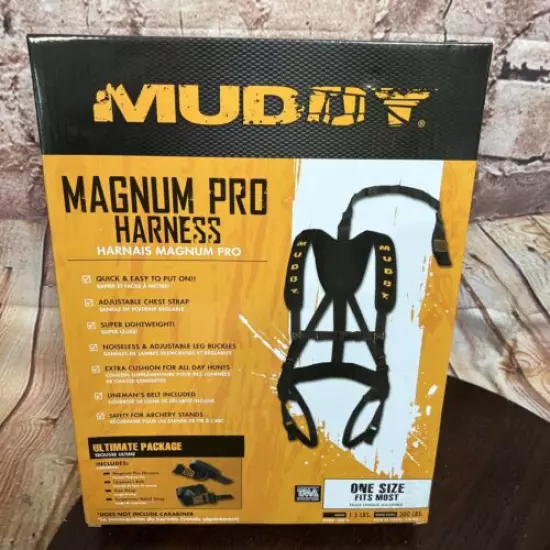 Muddy Outdoors Magnum PRO padded Adjustable Tree Stand Harness, Black, NIB NEW