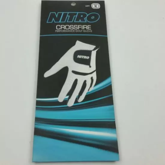 Nitro Golf Crossfire Mens Left Handed Golf Glove Medium Black White Golfing 